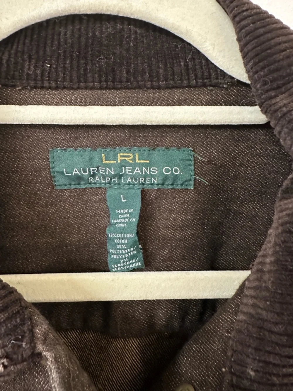Ralph Lauren Brown Corduroy-Collar Jean Jacket - Picture 3 of 7